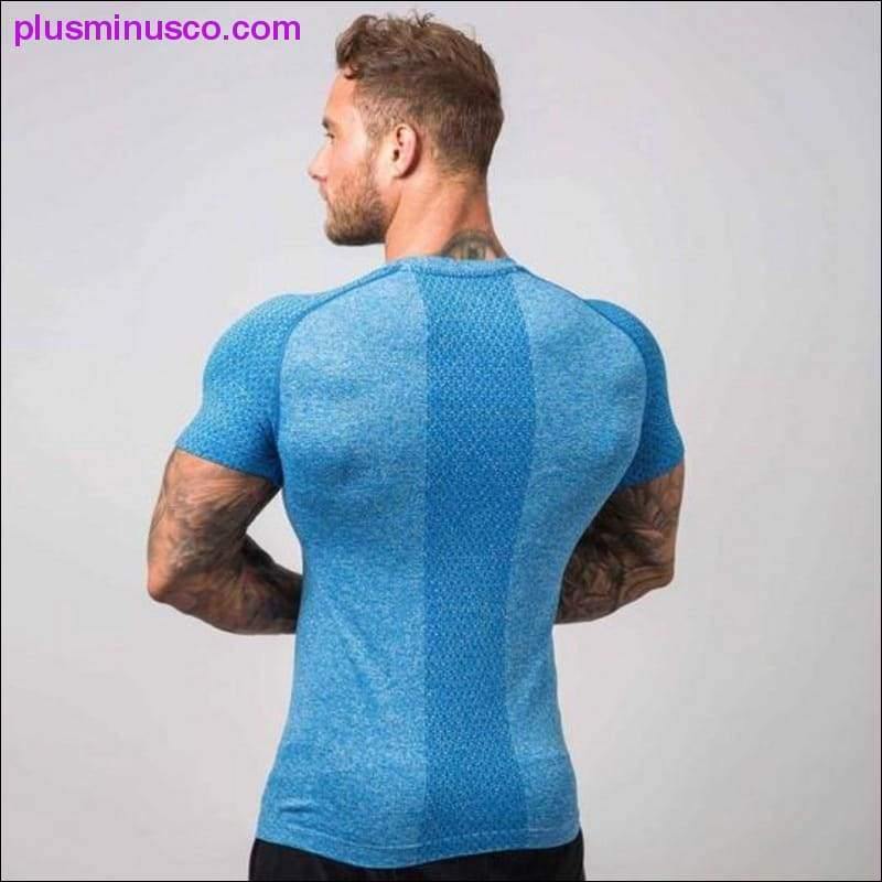 Running Shirt Men Compression Tights Men's Short Sleeve T-Shirts Quick Dry Sport Jersey Gym Fitness - plusminusco.com