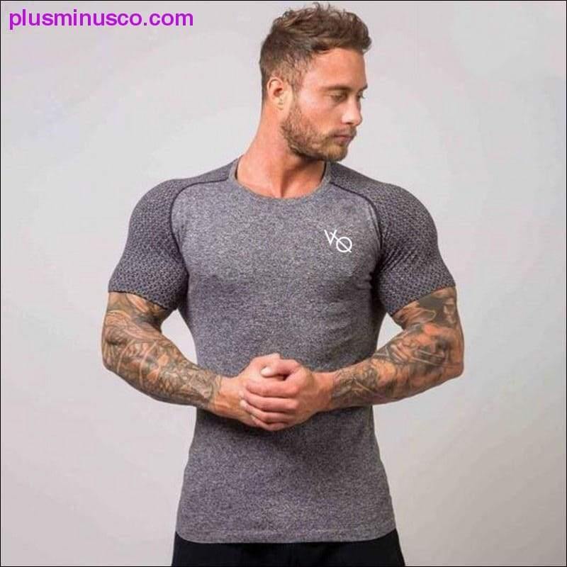 Running Shirt Men Compression Tights Men's Short Sleeve T-Shirts Quick Dry Sport Jersey Gym Fitness - plusminusco.com
