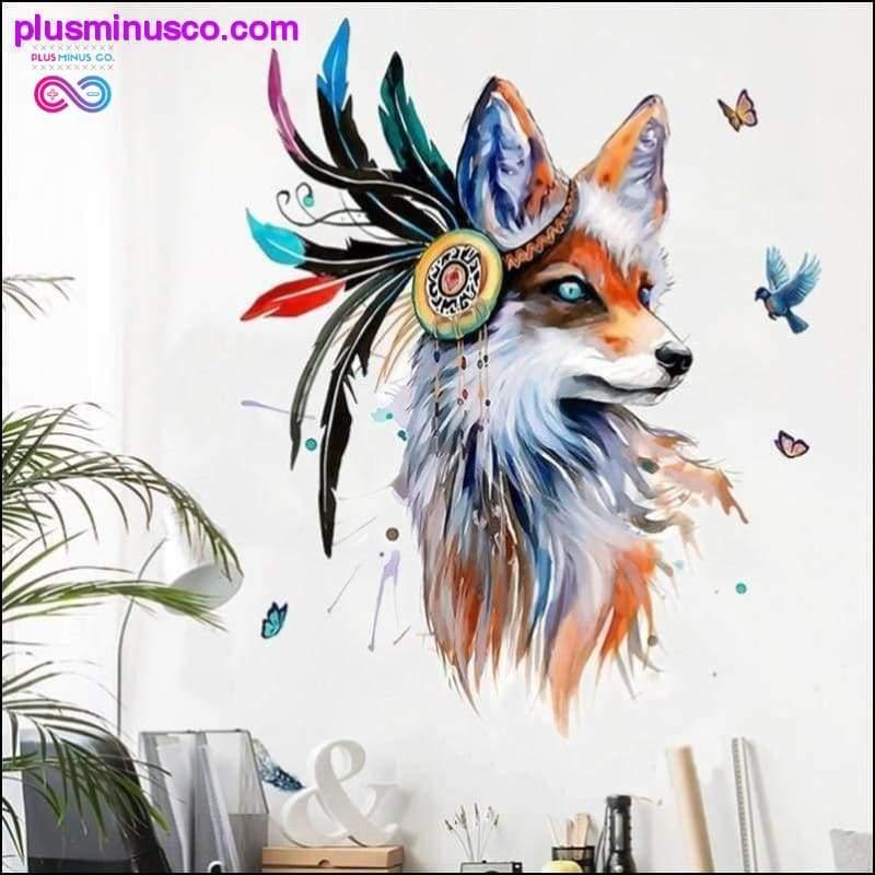 Adesivi murali testa di lupo dipinti a mano in stile europeo casa - plusminusco.com
