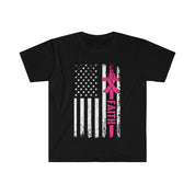 Faith Ribbon, American Flag Unisex T-shirt i blød stil Bomuld, rund hals, DTG, Herretøj, Regular fit, T-shirts, Dametøj - plusminusco.com
