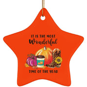 Fall and Halloween Ceramic Star Ornament, Fall/Autumn Star Decor, Pumpkin, Spicy Latte, Welcome Fall, Welcoming Autumn  Star-shaped Ornament - plusminusco.com