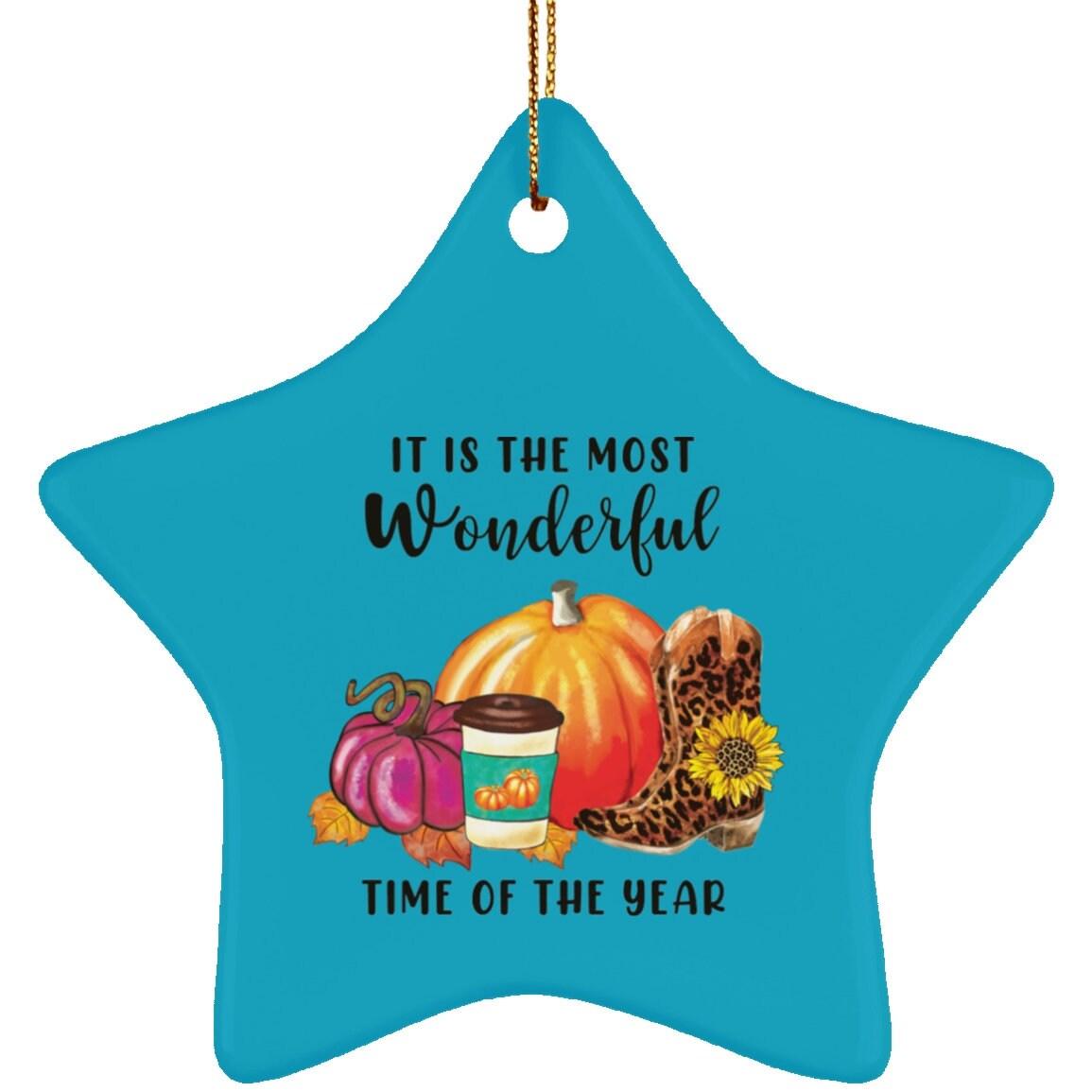 Fall and Halloween Ceramic Star Ornament, Fall/Autumn Star Decor, Pumpkin, Spicy Latte, Welcome Fall, Welcoming Autumn  Star-shaped Ornament - plusminusco.com