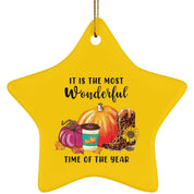 Fall and Halloween Ceramic Star Ornament, Fall/Autumn Star Decor, Pumpkin, Spicy Latte, Welcome Fall, Welcoming Autumn  Star-shaped Ornament - plusminusco.com