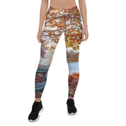 Fall leaves all over print Leggings,autumn, leaf print, yoga-style, back to school, Thanksgiving, harvest, foliage - plusminusco.com