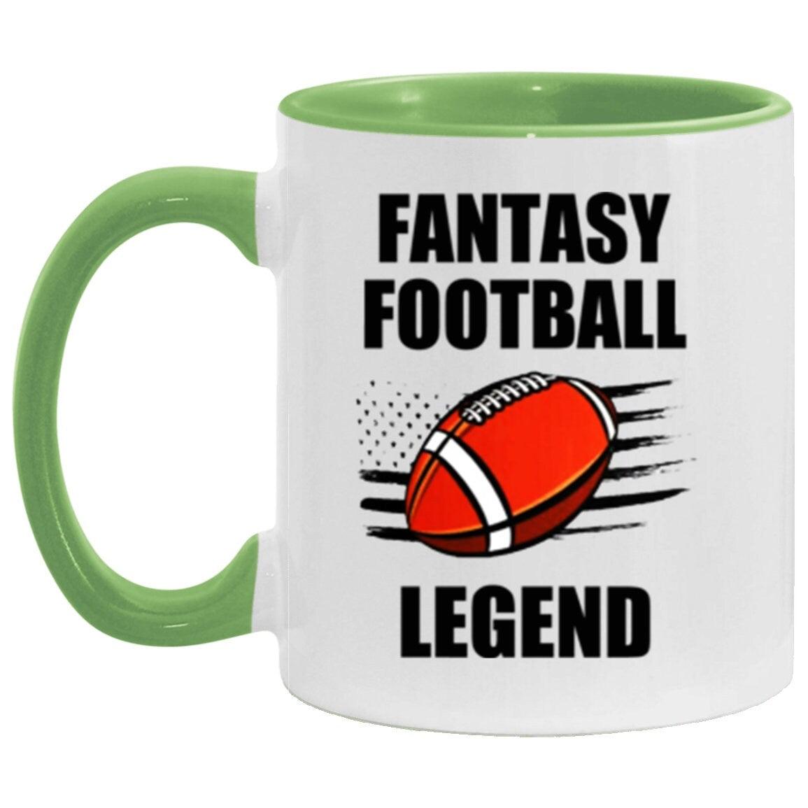 Cană cu accent Fantasy Football Legend, cană amuzantă cu fotbal FFL, cană cadou Fantasy Sports 11 oz. Cana Accent, Cană din ceramică Fantasy Football - plusminusco.com
