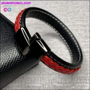 Pulseras de cuero rojo negro de moda pulsera de hombre inoxidable - plusminusco.com