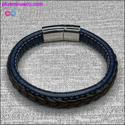 Fashion Black Red Leather Bracelets Men Wrist Band Stainless - plusminusco.com