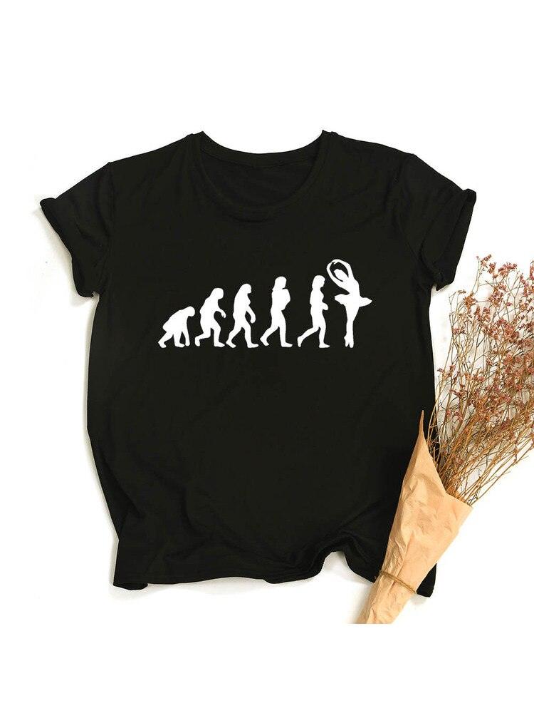 Móda Born To Dance Letters Print Ženy Tričko Ležérní Taneční Balet Léto Harajuku Tričko Camisas Mujer Vintage Tops - plusminusco.com