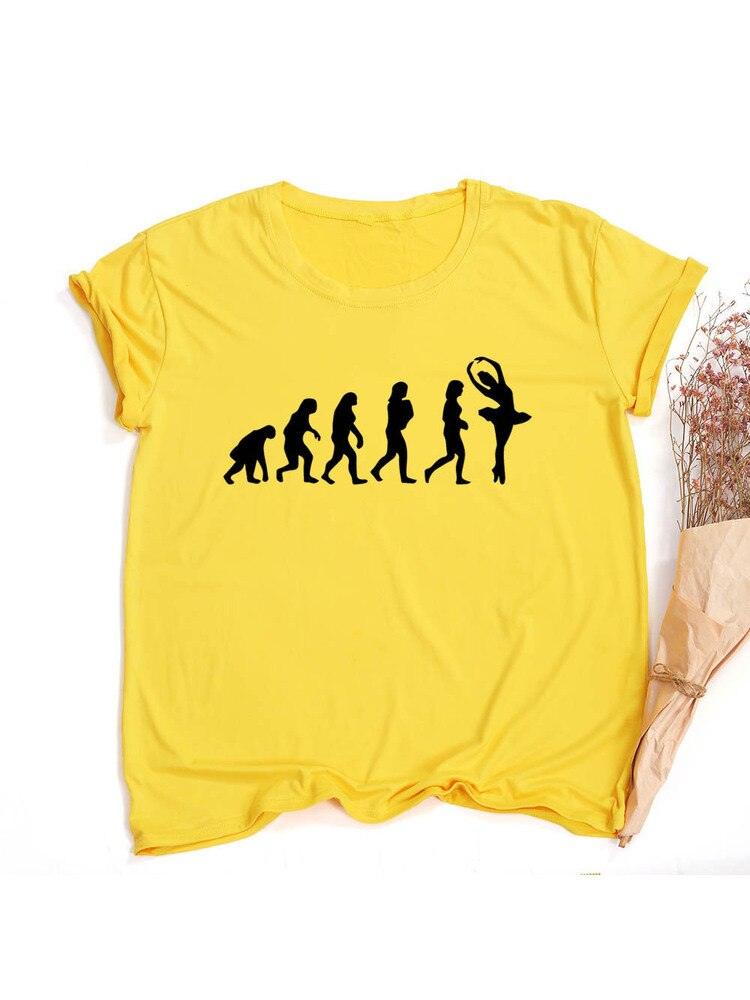 Móda Born To Dance Letters Print Ženy Tričko Ležérní Taneční Balet Léto Harajuku Tričko Camisas Mujer Vintage Tops - plusminusco.com