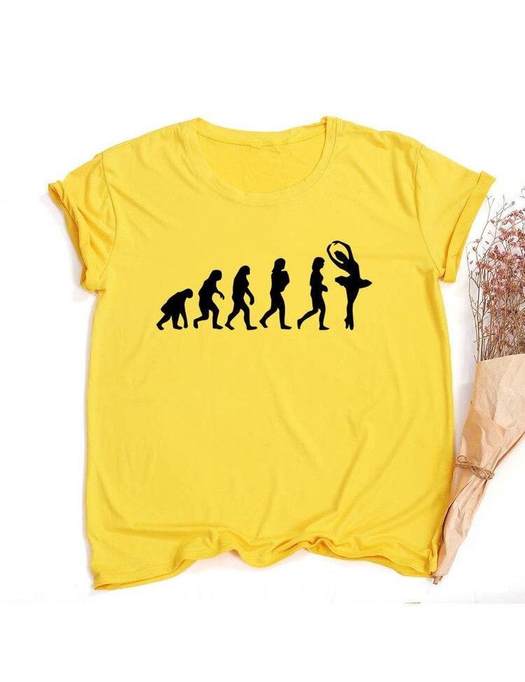 Fashion Born To Dance Letters Print Women Tshirt Casual Dancing Ballet O-Neck Summer Harajuku T Shirt Camisas Mujer Vintage Tops - plusminusco.com