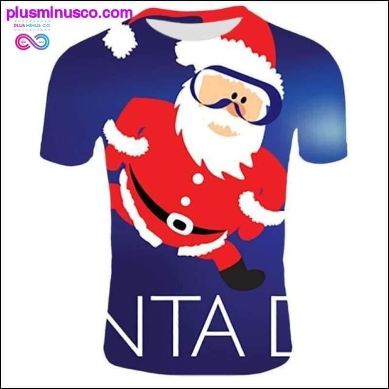 पुरुषों के लिए फ़ैशन क्रिसमस टी-शर्ट - मज़ेदार सांता क्लॉज़ - प्लसमिनस्को.कॉम