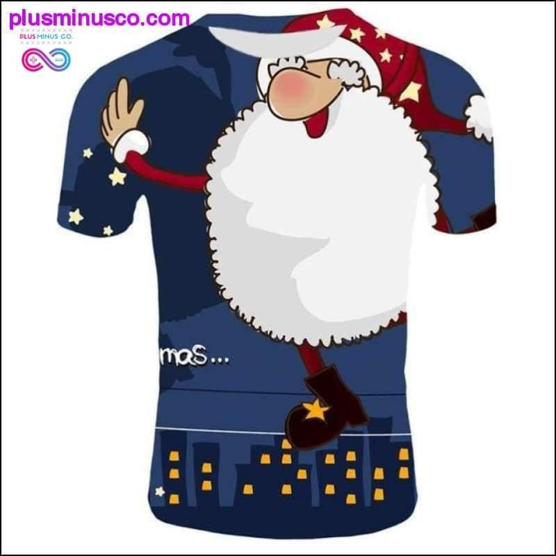 Mga Fashion Christmas T-Shirt para sa Mga Lalaki - Nakakatuwang Santa Claus - plusminusco.com