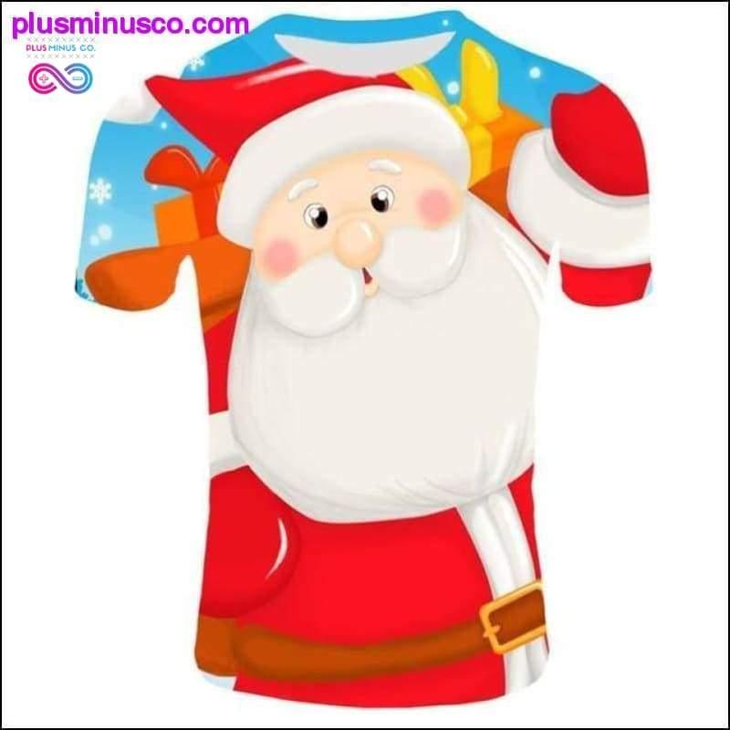 Ерлерге арналған сәнді Рождестволық футболкалар - Көңілді Санта-Клаус - plusminusco.com