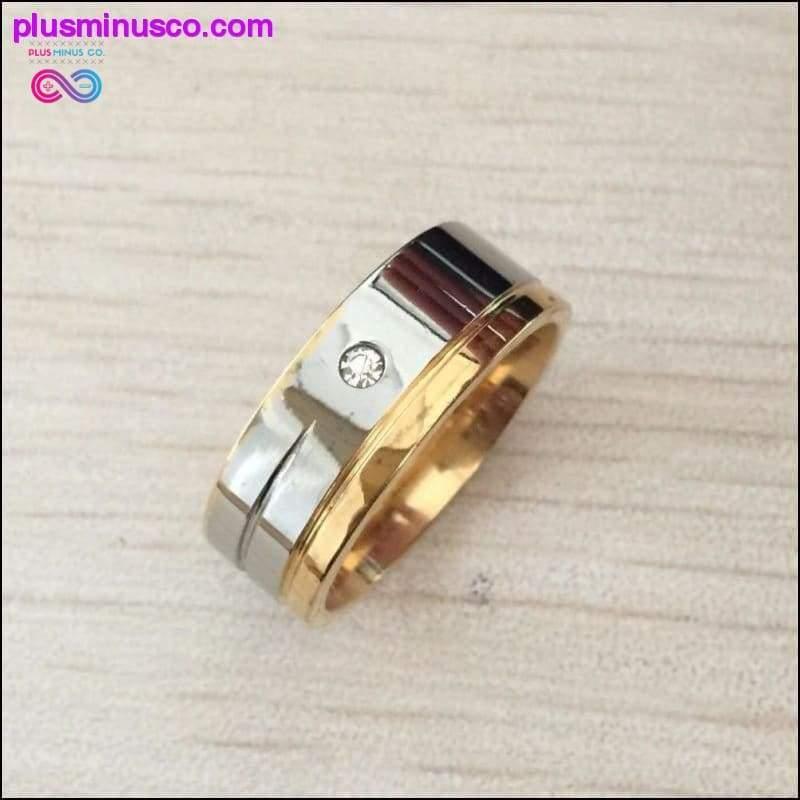 Fashion luxury 8MM rings gold silver plated stainless steel - plusminusco.com