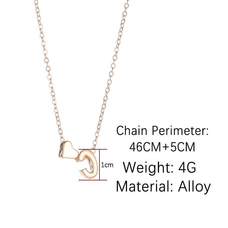 Moda piccolo cuore delicato collana iniziale oro argento colore lettera nome collana girocollo per donne ciondolo gioielli regalo - plusminusco.com