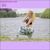 Fashion Women Trend Green Leaves Pattern White Leggings - plusminusco.com