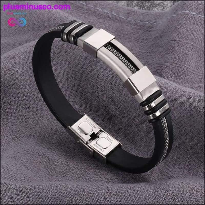 Fashionable Stainless Steel Black Charm Bracelets for Men || PlusMinusCo - plusminusco.com
