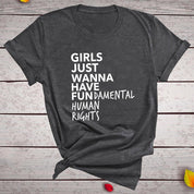 Feministinės feminizmo marškinėliai Merginos tiesiog nori turėti pagrindinių žmogaus teisių laiškų spausdinimo marškinėliai moteriški trumpomis rankovėmis vasariniai marškinėliai - plusminusco.com