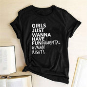 Feminista Feminismo Camiseta Meninas Só Querem Ter Direitos Humanos Fundamentais Carta Impressão Camiseta Feminina Manga Curta Verão Tops Tee - plusminusco.com