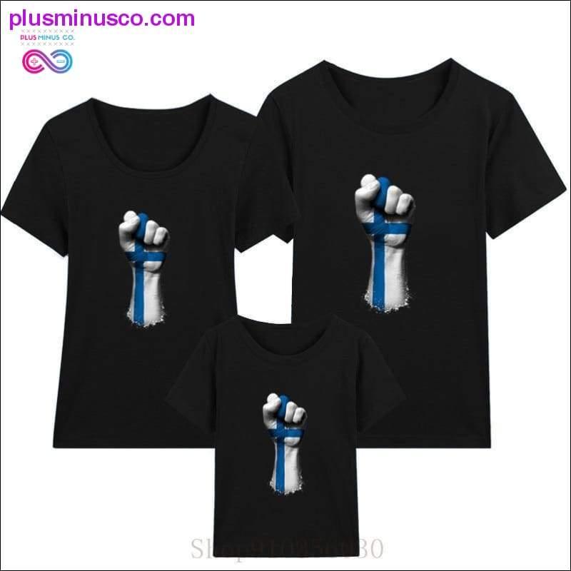 Flag of Finland on a Raised Clenched Fist family matching - plusminusco.com
