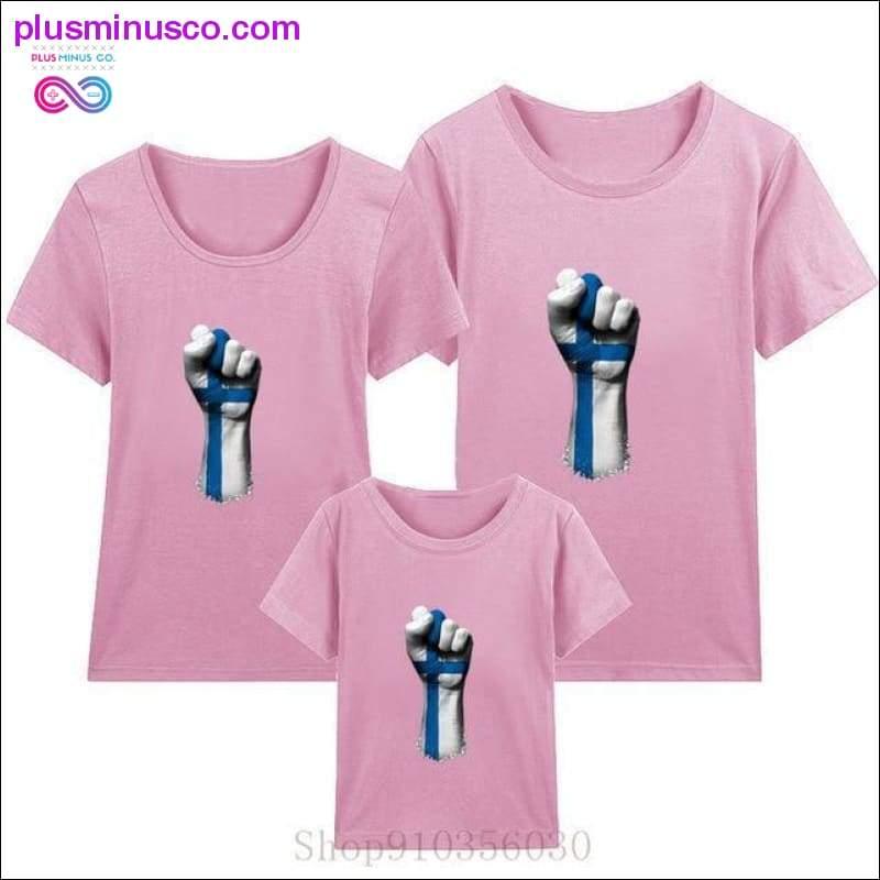 Flag of Finland on a Raised Clenched Fist family matching - plusminusco.com