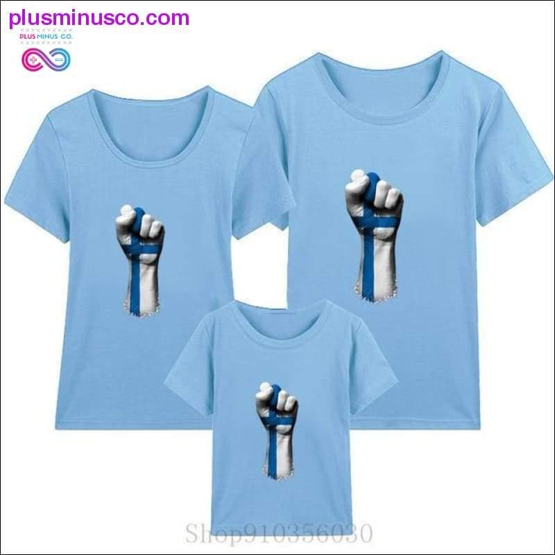 Flag of Finland on a Raised Clenched Fist family matching - plusminusco.com