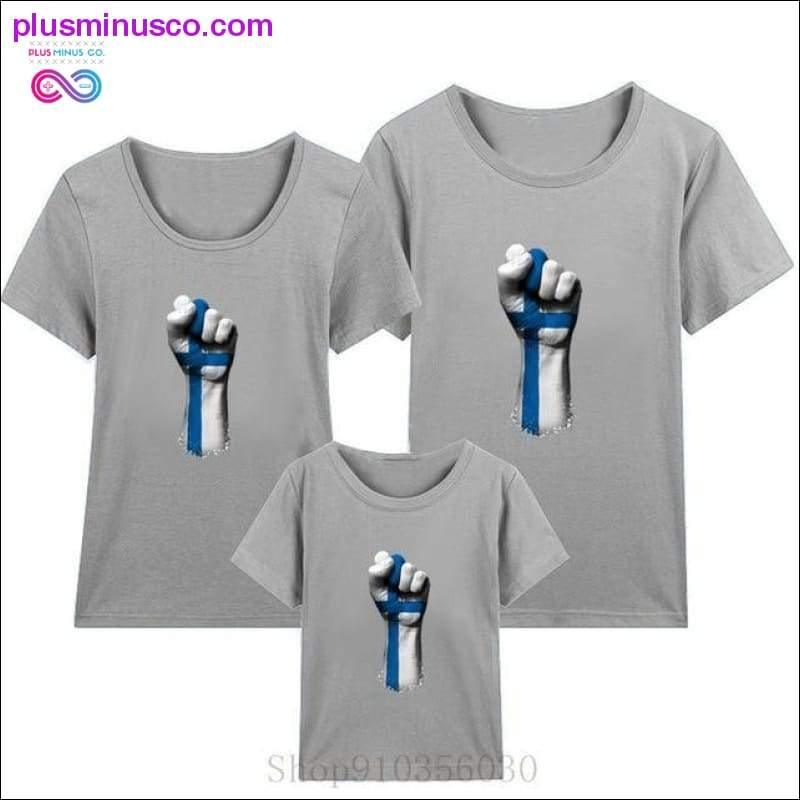 Flag of Finland on a Raised Clenched Fist family matching - plusminusco.com