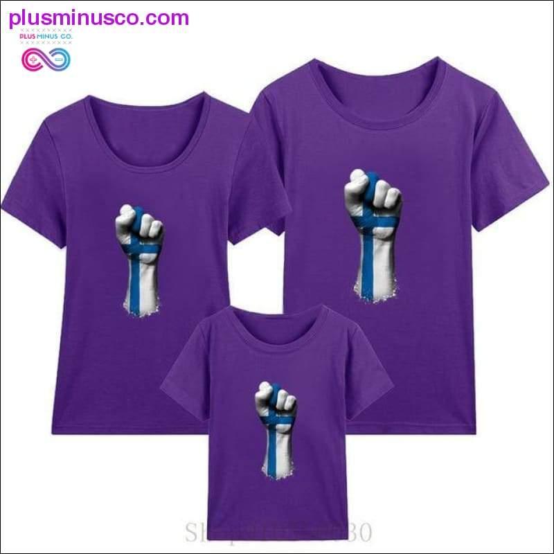 Flag of Finland on a Raised Clenched Fist family matching - plusminusco.com