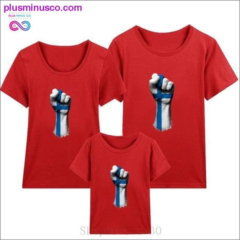 Flag of Finland on a Raised Clenched Fist family matching - plusminusco.com