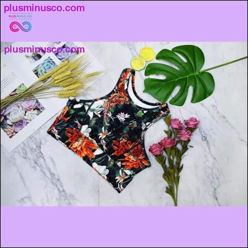 Flowers And Leaves Printing Fitness Set For Women Patchwork - plusminusco.com