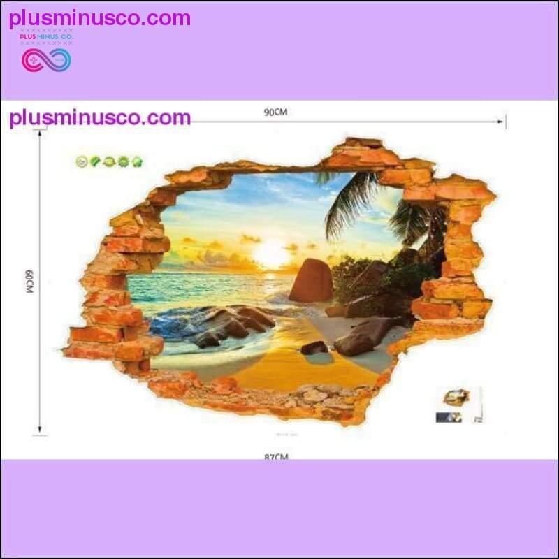 Bezpłatna wysyłka: 3D pęknięta ściana, sceneria zachodu słońca, wyspa morska - plusminusco.com