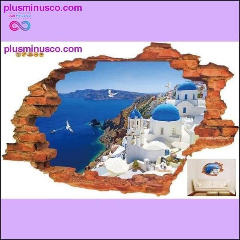Gratis frakt:3D Broken Wall Sunset Scenery Seascape Island - plusminusco.com