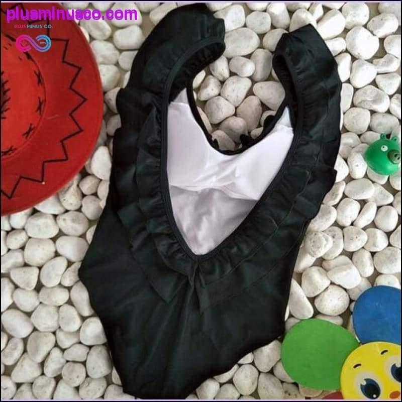 Frill One Piece Summer Black Swimsuit Deep Backless Beach - plusminusco.com