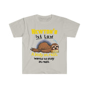 Funny Physics Joke Sloth Unisex Shirt, Funny Newton Physics Joke First Law Sleep Gag Gift, Science Pun Joke Sleeping Sloth Shirt - plusminusco.com