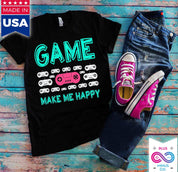 Žaidimas Make Me Happy marškinėliai, vaizdo žaidimų, žaidimų konsolė, juokingi žaidėjo marškinėliai || Gaming Tee Gamer Boyfriend - plusminusco.com