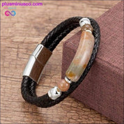 Genuine Leather Bracelet Men Multilayer Rope Natural Stone - plusminusco.com