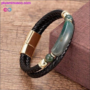 Genuine Leather Bracelet Men Multilayer Rope Natural Stone - plusminusco.com
