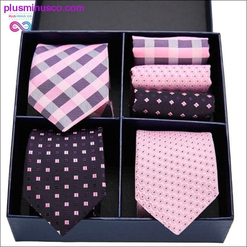 Gift box Pack Mens Tie Skinny Pink palid 100% Silk Classic - plusminusco.com