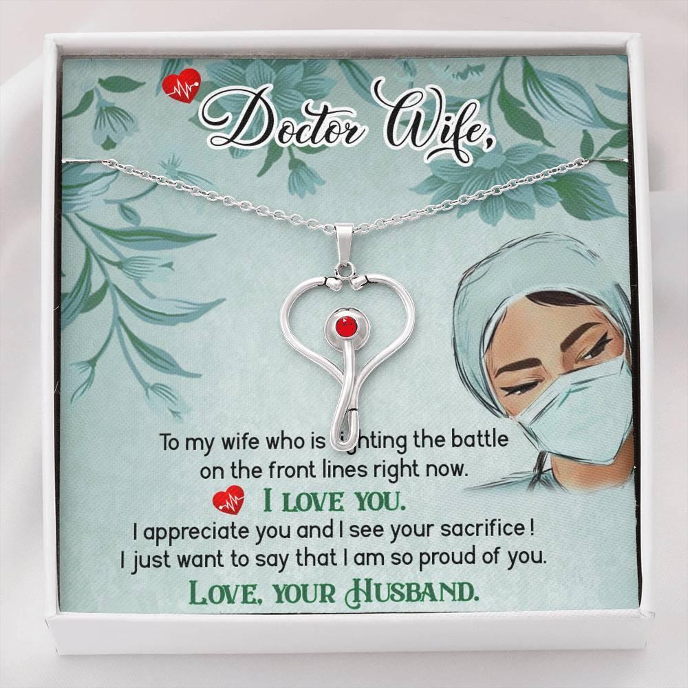 Pokloni za suprugu doktora, ogrlica s dizajnom stetoskopa u obliku srca, darovi za zdravstvene djelatnike, poklon za suprugu liječnika - plusminusco.com