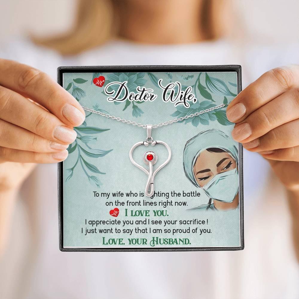 Gifts for Doctor Wife, Heart Shaped Stethoscope Design Necklace, Health Care Worker Gifts, Gift for Doctor Wife - plusminusco.com
