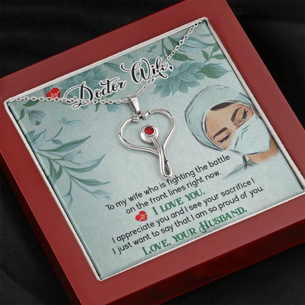 Gifts for Doctor Wife, Heart Shaped Stethoscope Design Necklace, Health Care Worker Gifts, Gift for Doctor Wife - plusminusco.com