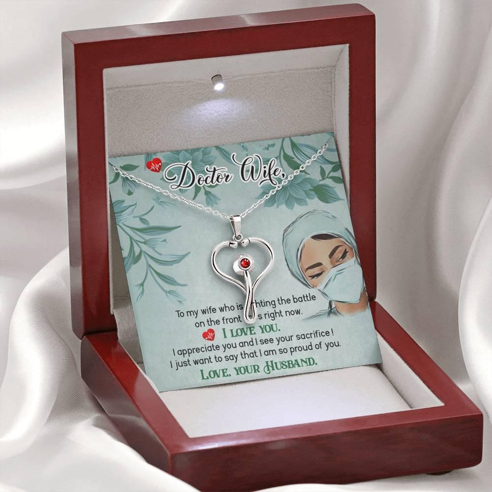 Darčeky pre manželku doktora, dizajnový náhrdelník stetoskop v tvare srdca, darčeky pre zdravotníckych pracovníkov, darček pre manželku doktora - plusminusco.com