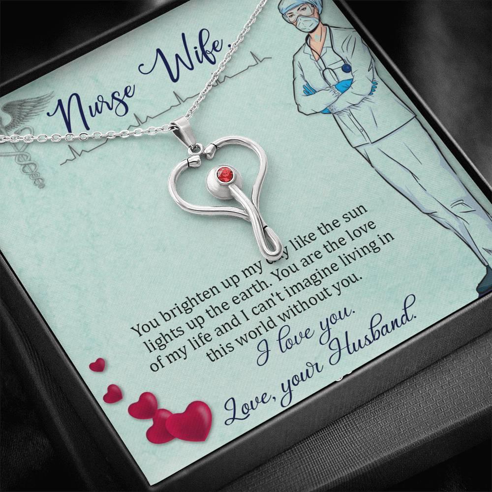 Подарунки для дружини-медсестри, ідея подарунка для вдячності медсестрі, кулон зі стетоскопом Swarovski Crystal з листівкою, подарунок для дружини-медсестри, подарунок, намисто з підвіскою на день народження - plusminusco.com