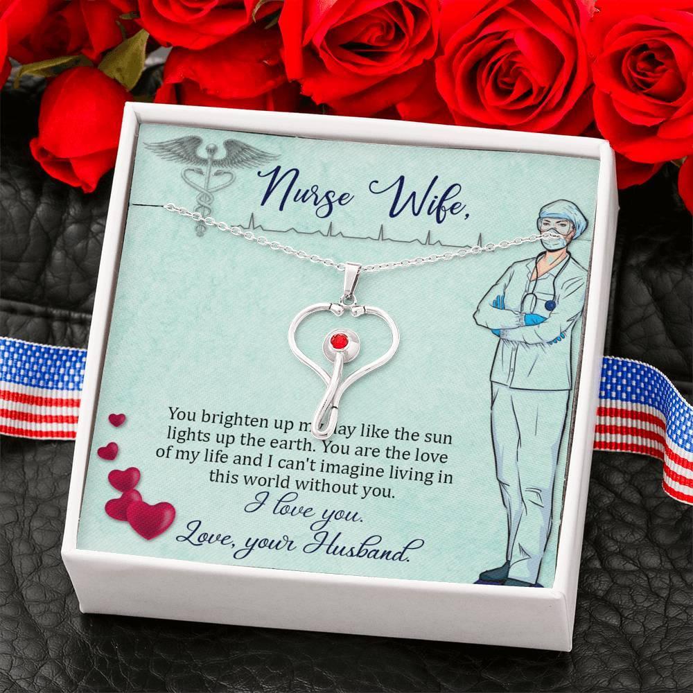 Darovi za suprugu medicinsku sestru, ideja za poklon medicinske sestre, privjesak sa stetoskopom od Swarovski kristala s karticom s porukom, poklon za ženu medicinsku sestru, rođendanski dar, ogrlica s privjeskom - plusminusco.com