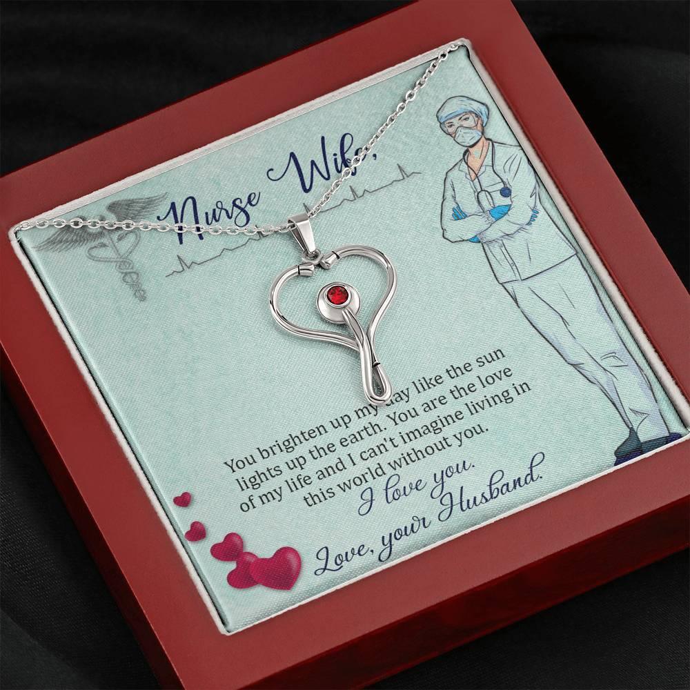 Darovi za suprugu medicinsku sestru, ideja za poklon medicinske sestre, privjesak sa stetoskopom od Swarovski kristala s karticom s porukom, poklon za ženu medicinsku sestru, rođendanski dar, ogrlica s privjeskom - plusminusco.com