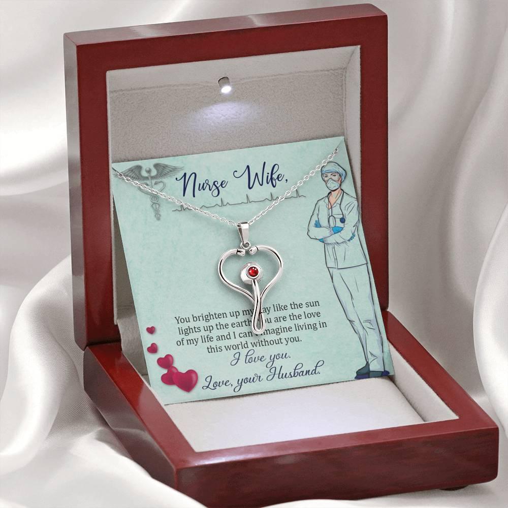 Gaver til sygeplejerske kone, sygeplejerske påskønnelse gaveide, Swarovski krystal stetoskop vedhæng med beskedkort, gave til sygeplejerske kone fødselsdagsgave vedhæng halskæde - plusminusco.com
