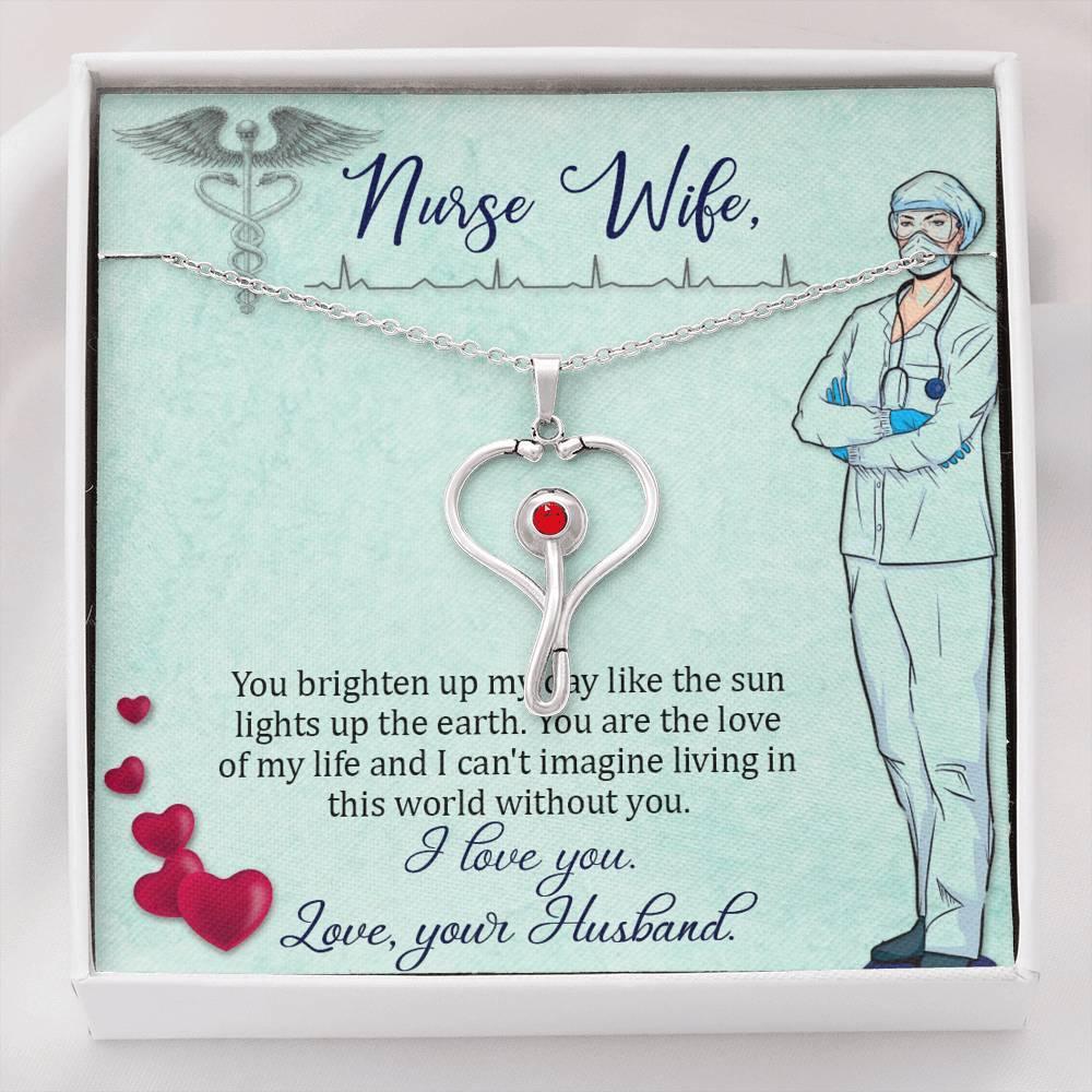 Regalos para esposa enfermera, idea de regalo de agradecimiento a la enfermera, colgante de estetoscopio de cristal Swarovski con tarjeta de mensaje, regalo para esposa enfermera, collar con colgante de regalo de cumpleaños - plusminusco.com