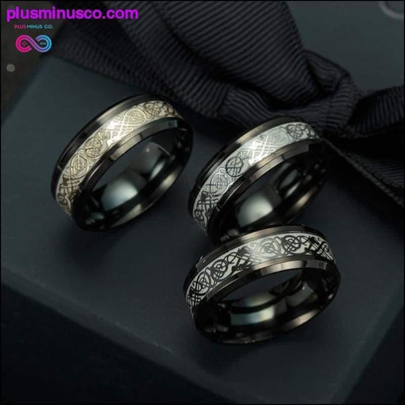 Glow in the Dark Black Fluorescent Dargon Titanium Ring - plusminusco.com