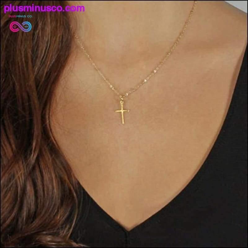 Gold Chain Cross Halskæde Small Gold Cross Religiøse smykker - plusminusco.com