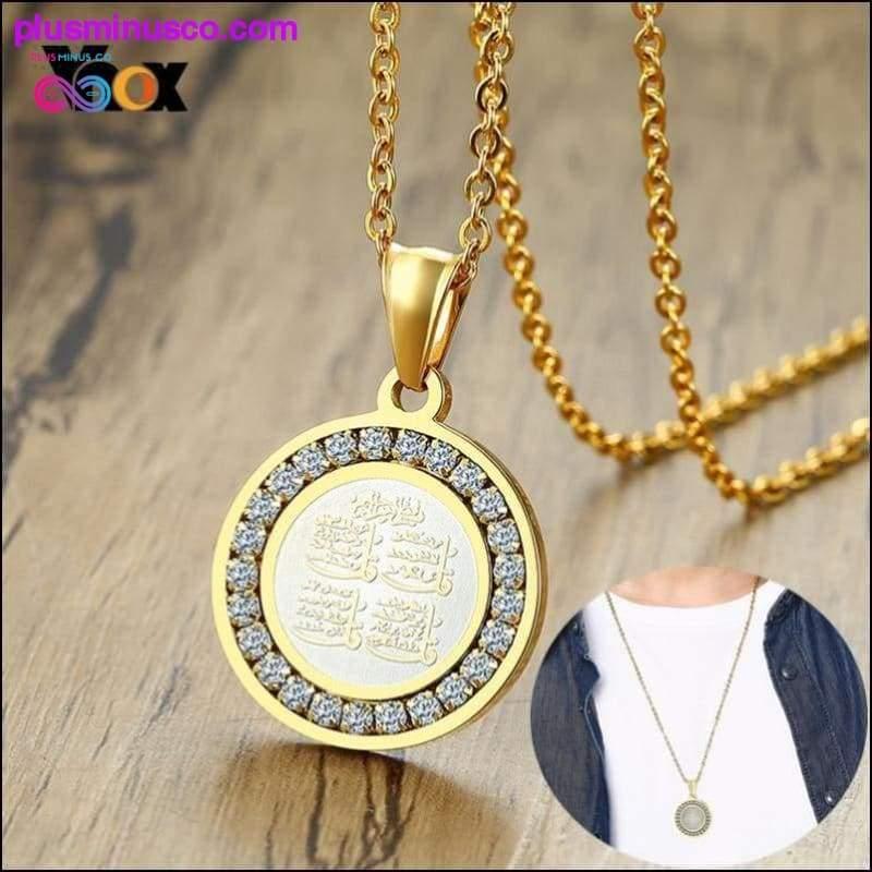 Gold-color CZ Stone Round Religious Necklace - plusminusco.com